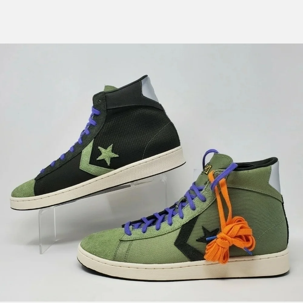Converse Pro Leather Mid BHM Men Sz 8 Green Sequoia 168273C Black History Month - Picture 2 of 12